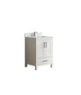 24" Freestanding Single Sink Bathroom Vanity with Solid Wood Frame & Engineered Stone Top