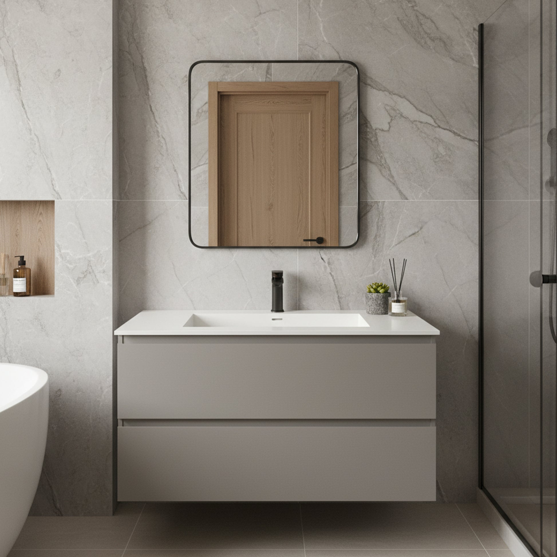 39.37" Bathroom Vanity Top with Single Faucet Hole and Basin Sink