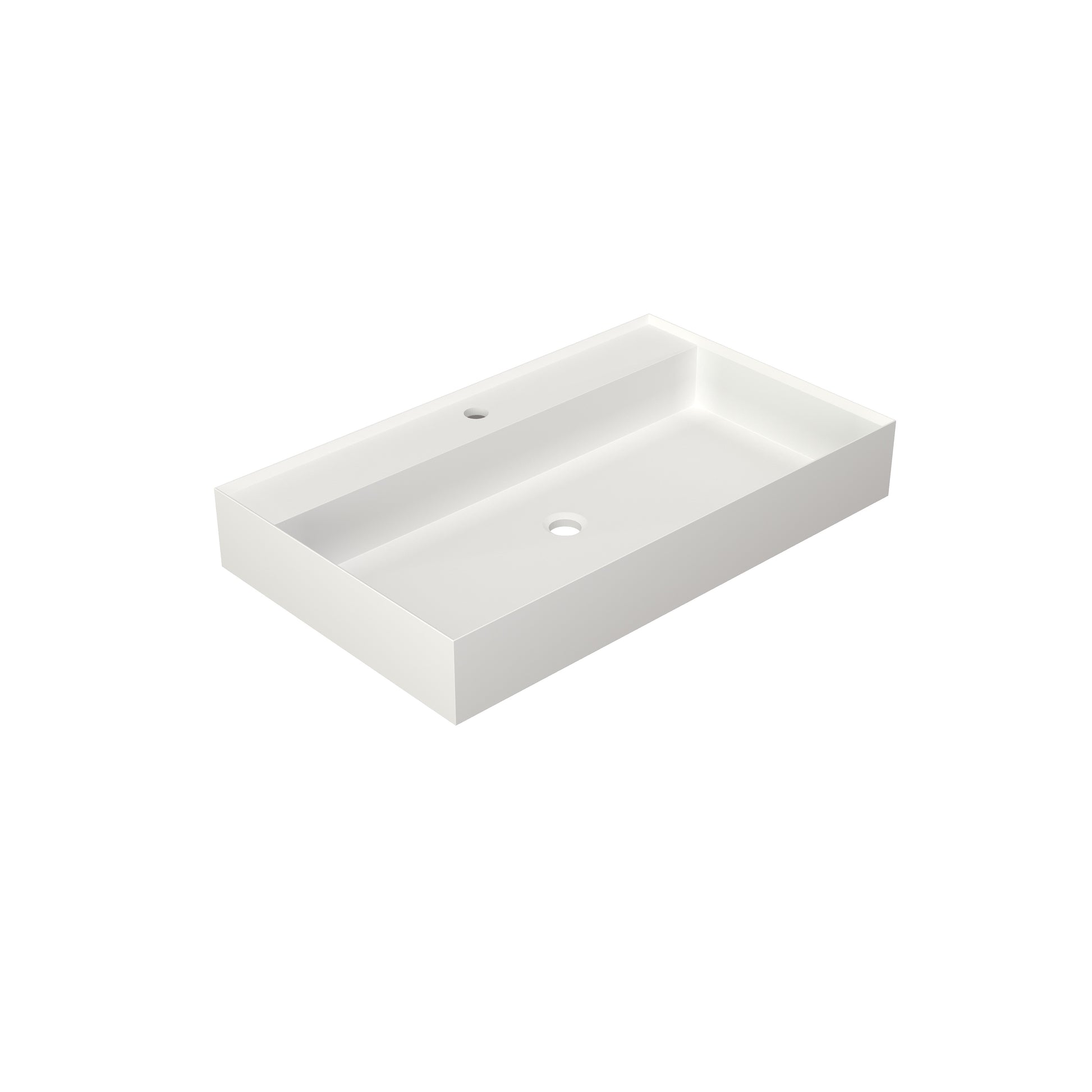 Matte White Wall-Mount Bathroom Sink with Single Faucet Hole