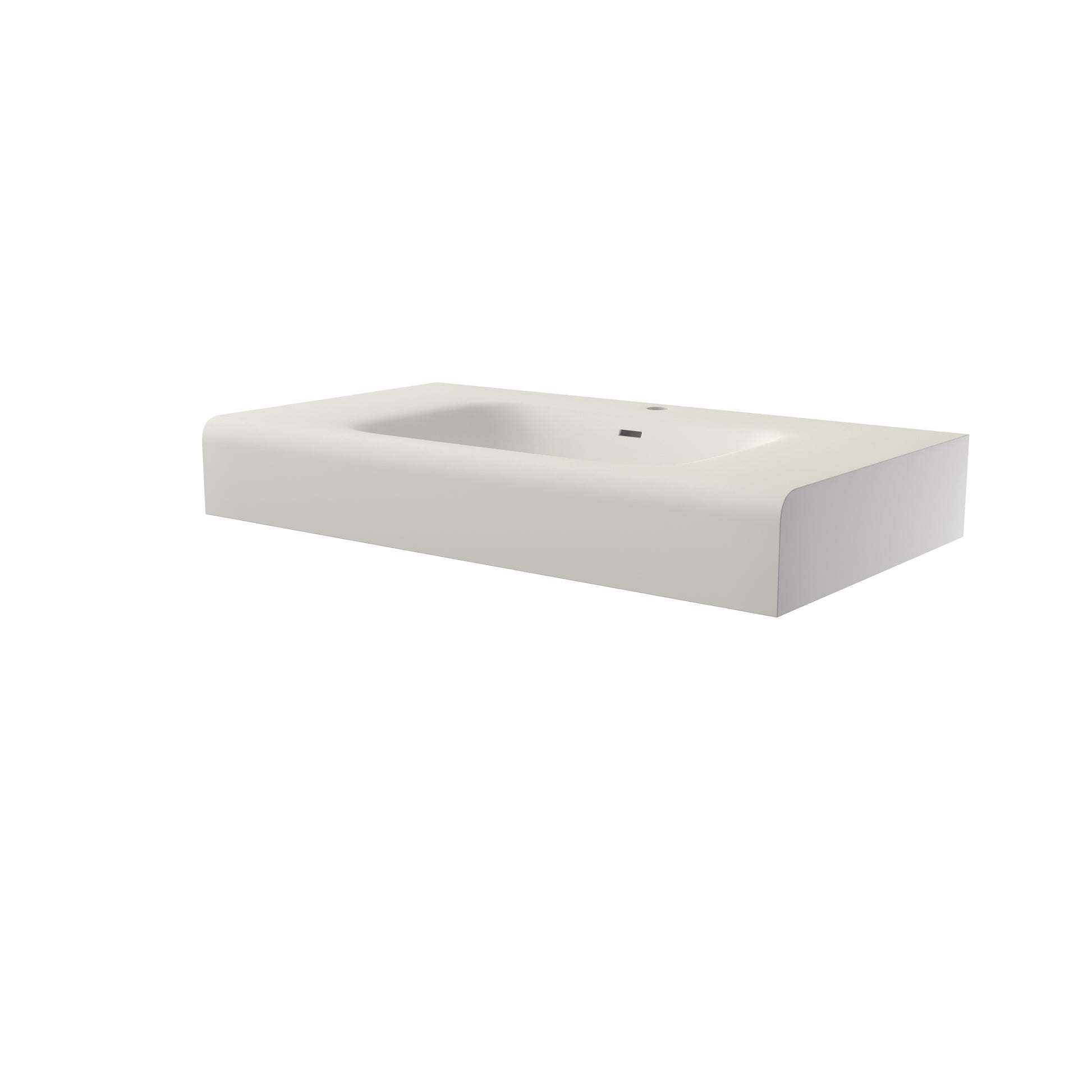 39.37-inch Wall-Mount Solid Surface Bathroom Sink in Matte White