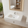 39.37" Wall-Mount Solid Surface Bathroom Sink in Matte White