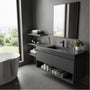 47.24" Wall-Mount Bathroom Sink with Single Faucet Hole, Matte Black, Matte Grey