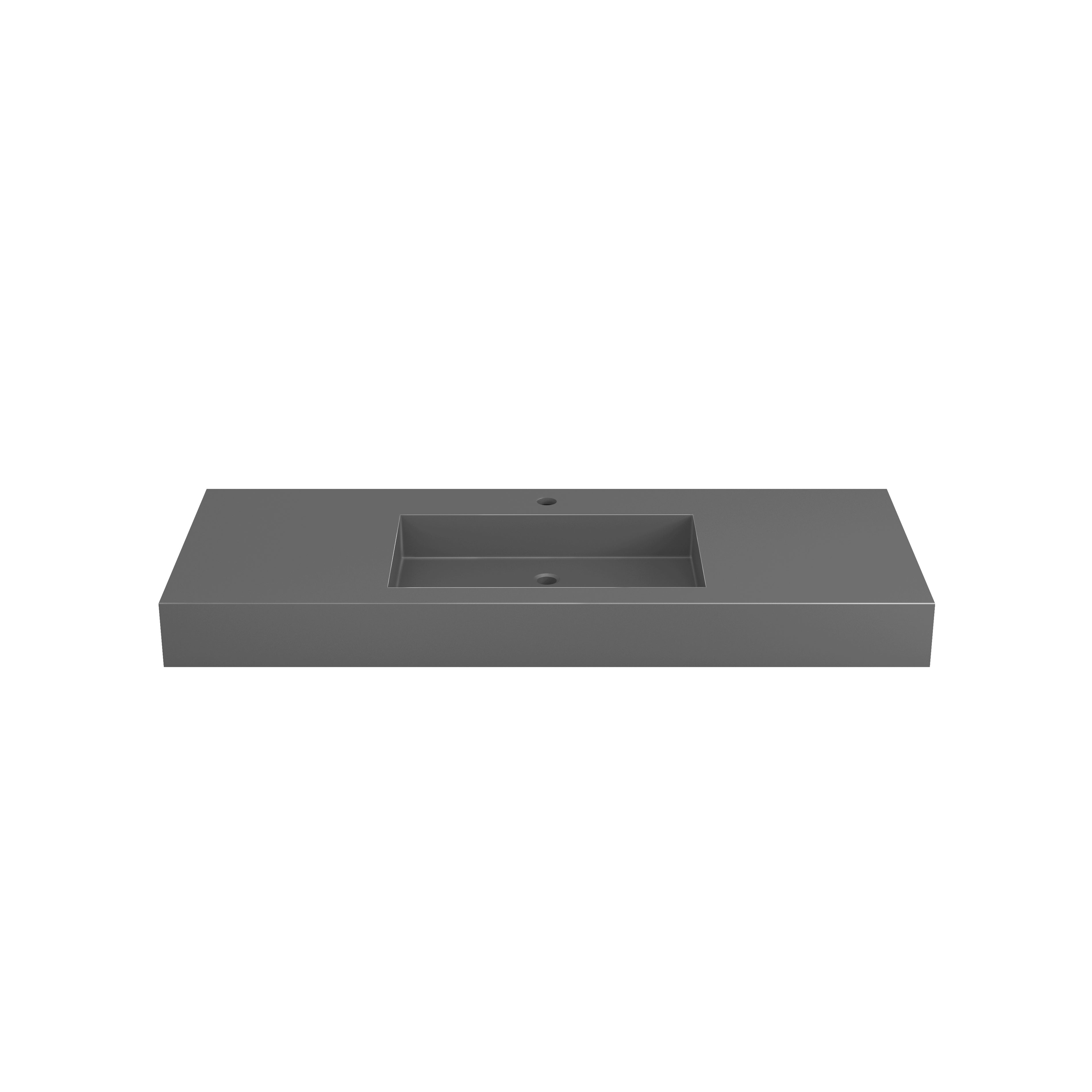 Modern Wall-Mount Bathroom Sink with Single Faucet Hole, Matte Black, Matte Grey