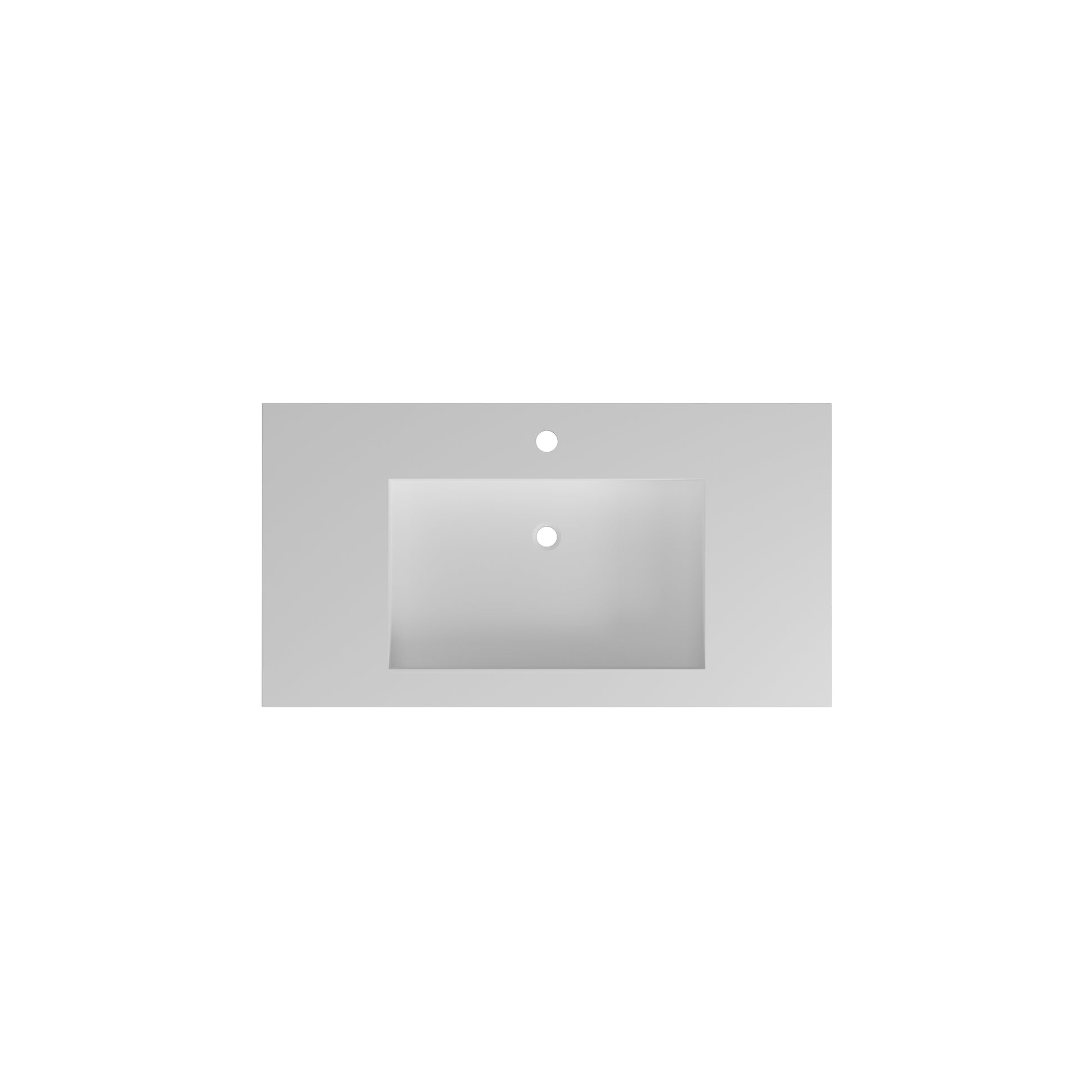 35-inch Solid Surface Wall Mounted Basin Sink in Matte White