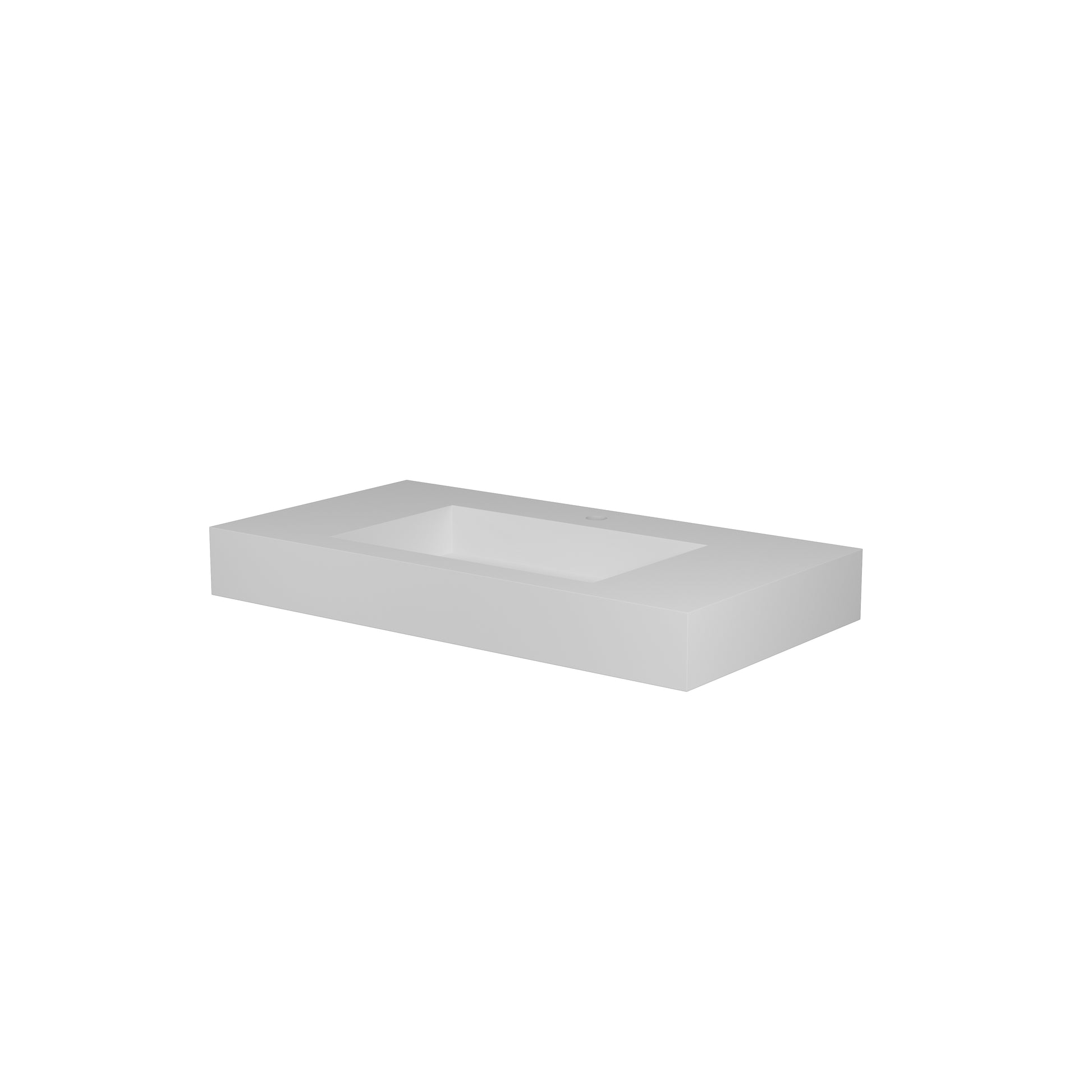 35-inch Solid Surface Wall Mounted Basin Sink in Matte White