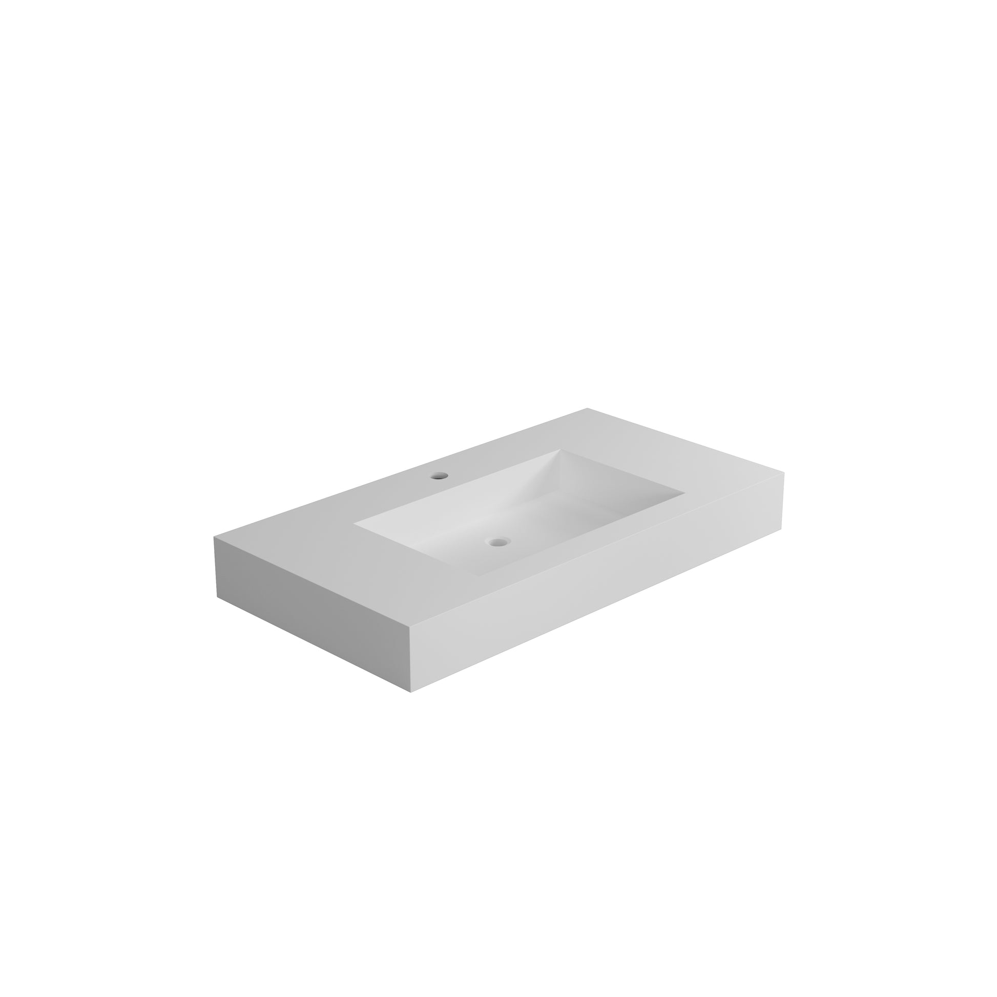 35-inch Solid Surface Wall Mounted Basin Sink in Matte White