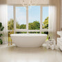 CasaSolid 55"/61"/65"/71" Solid Surface Matte White Freestanding Soaking Bath Tubs - Monaco