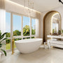 CasaSolid 55"/61"/65"/71" Solid Surface Matte White Freestanding Soaking Bath Tubs - Monaco