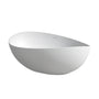 63" Matte White Solid Surface Stone Freestanding Soaking Tub with Wave-Edge Design