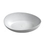 63" Matte White Solid Surface Stone Freestanding Soaking Tub with Wave-Edge Design