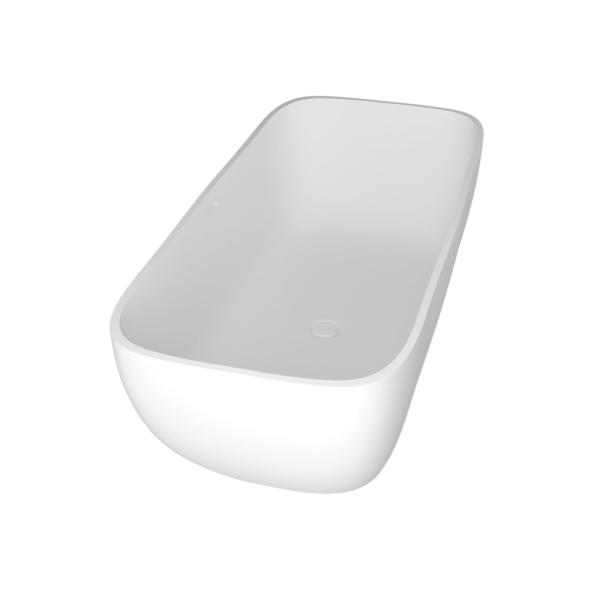 67" Solid Surface Freestanding Bathtub, Stone Resin Freestanding Tubs with Overflow and Drain, Matte White