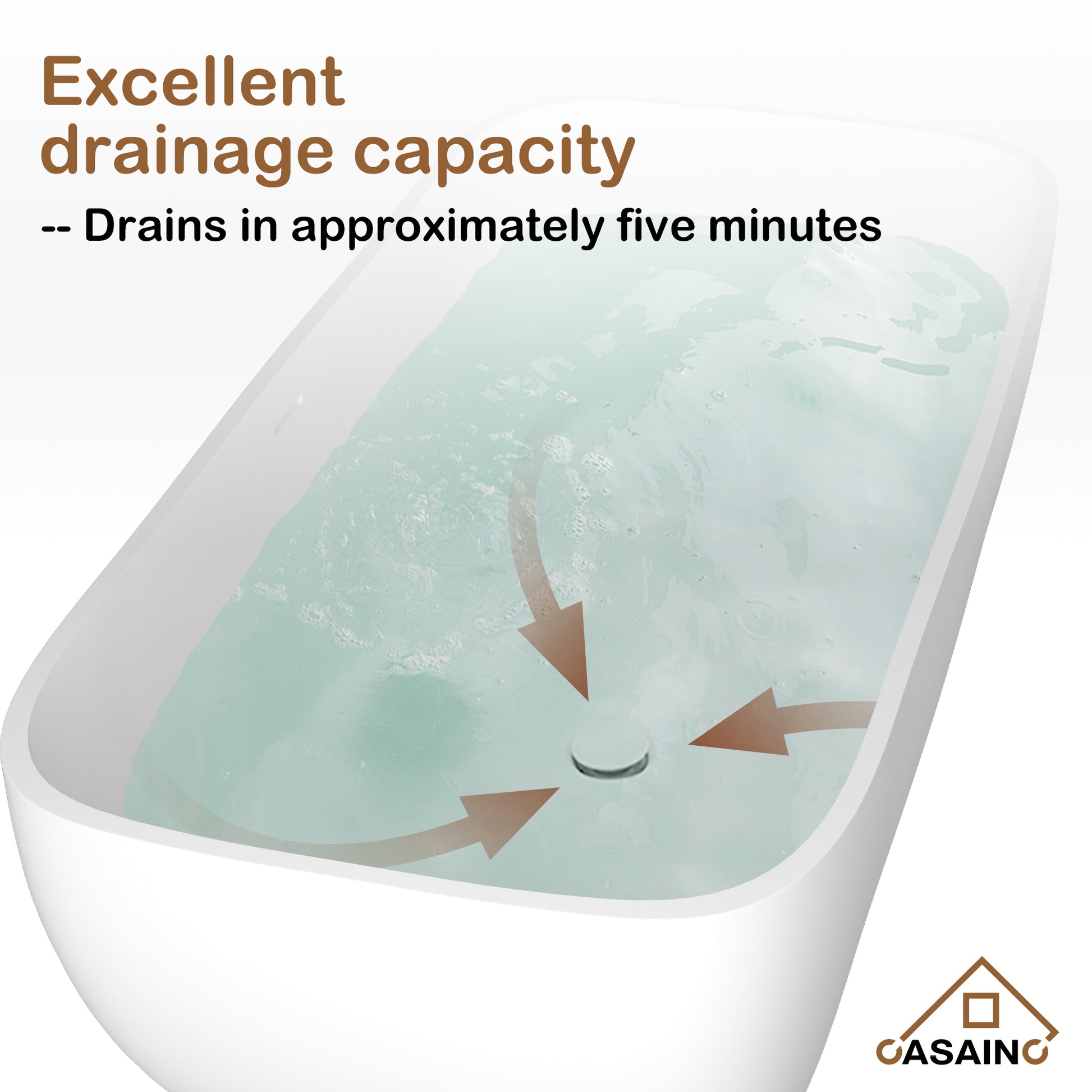 67" Solid Surface Freestanding Bathtub, Stone Resin Freestanding Tubs with Overflow and Drain, Matte White