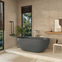 59" Dark Grey Solid Surface Freestanding Bathtub with Modern Industrial Elegance