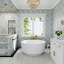 49" Scandinavian Round Solid Surface Freestanding Bathtub, Matte White