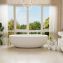 73" Matte White Solid Surface Freestanding Bathtub with Thick Rim Design