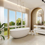 73" Matte White Solid Surface Freestanding Bathtub with Thick Rim Design