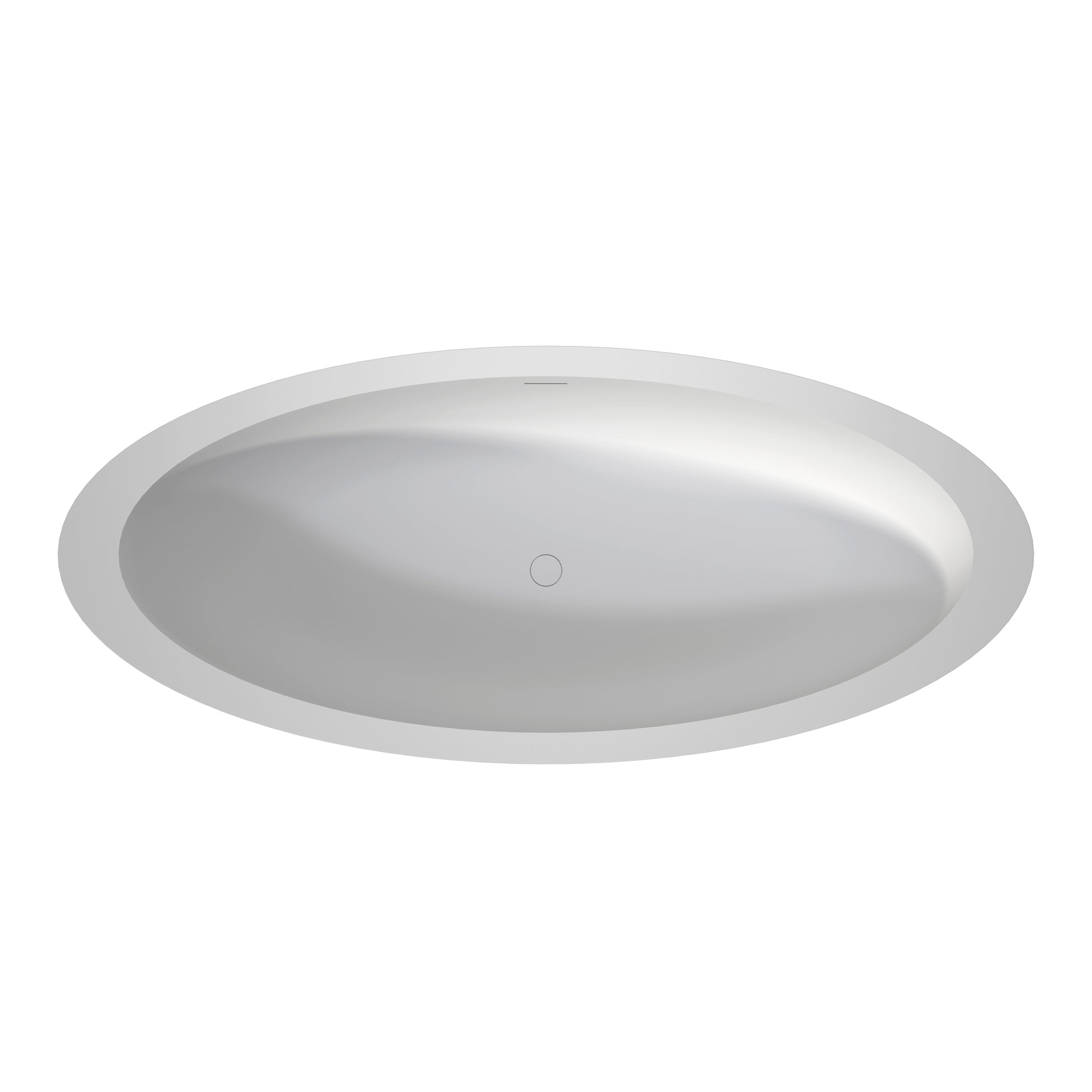 73" Matte White Solid Surface Freestanding Bathtub with Thick Rim Design