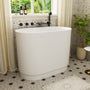 39" Small Freestanding Oval Solid Surface Soaking Bathtub with Built-In Seat - Tangent