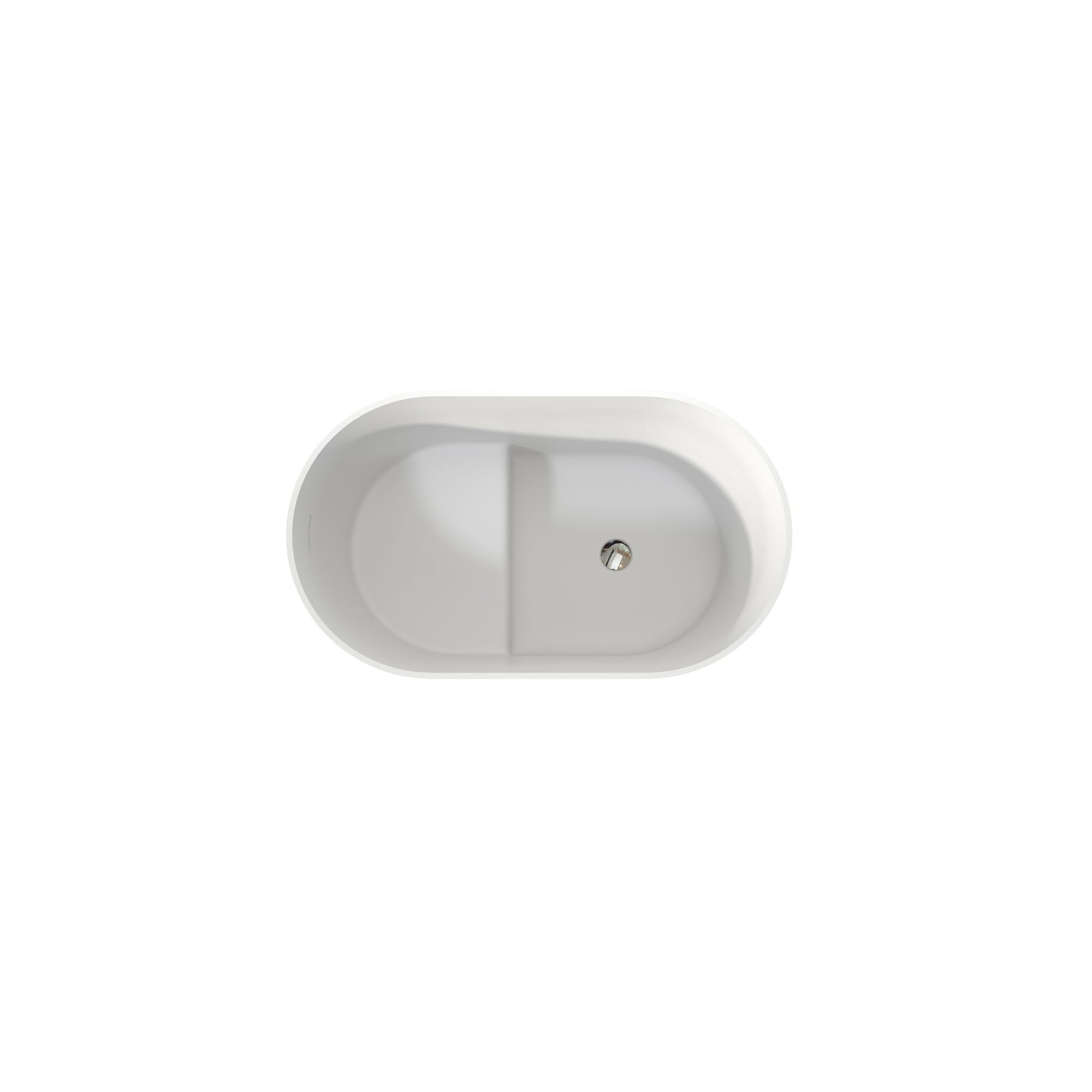 39" Small Freestanding Oval Solid Surface Soaking Bathtub with Built-In Seat