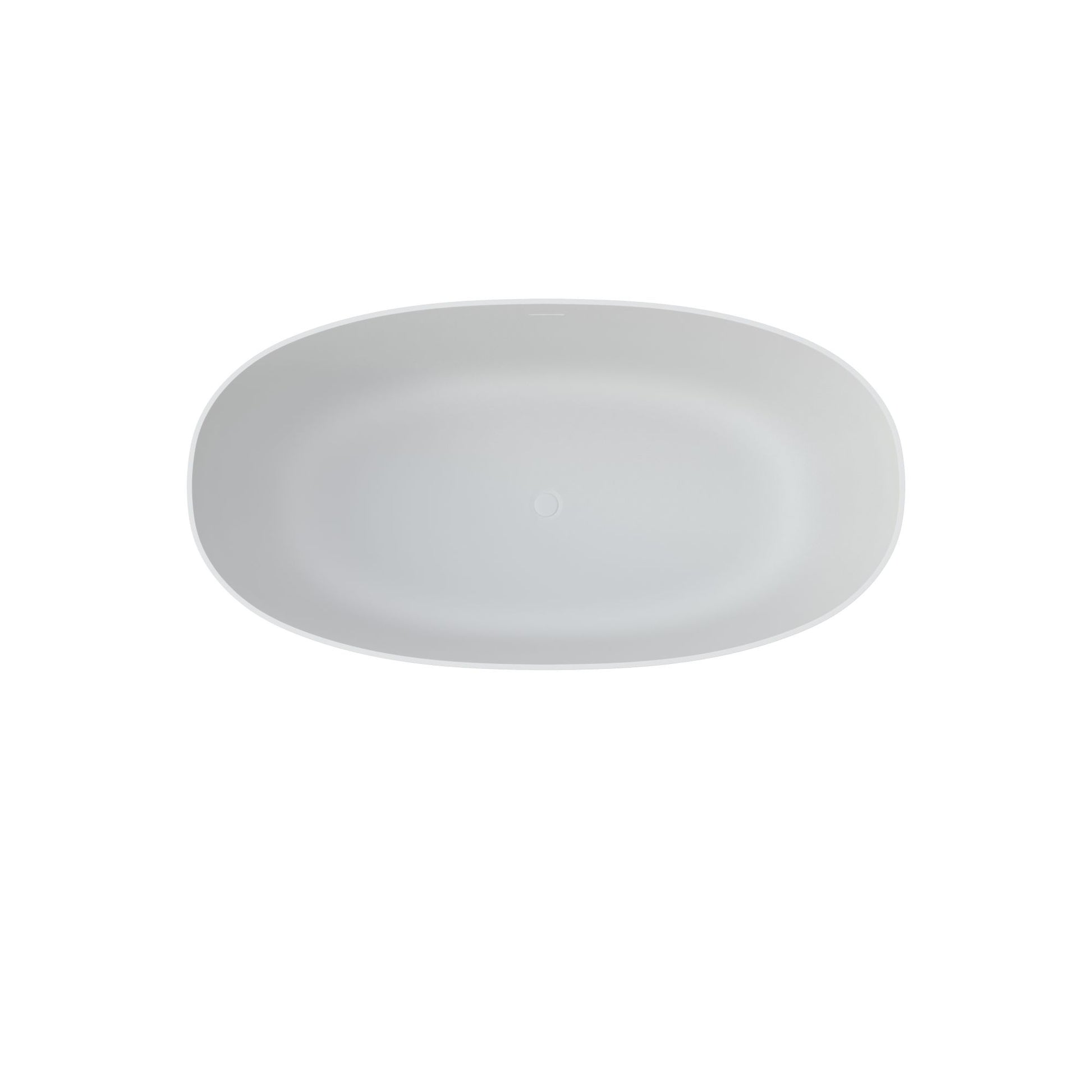 59" Matte White Soaking Solid Surface Bathtub with Center Drain and Overflow