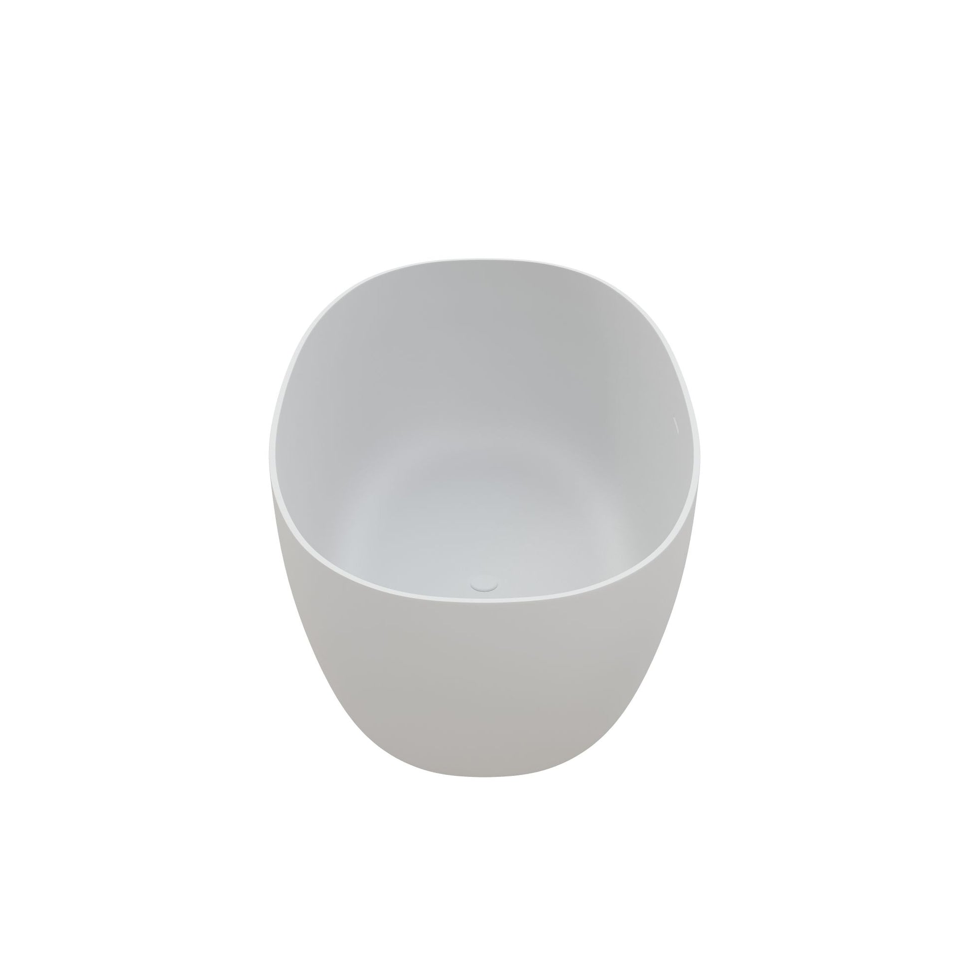 59" Matte White Soaking Solid Surface Bathtub with Center Drain and Overflow