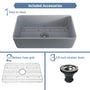 Fireclay 33 in. Single Bowl Farmhouse Apron Kitchen Sink with Bottom Grid and Strainers With cUPC Certified, in White Glossy/Matte Black/Matte Gray