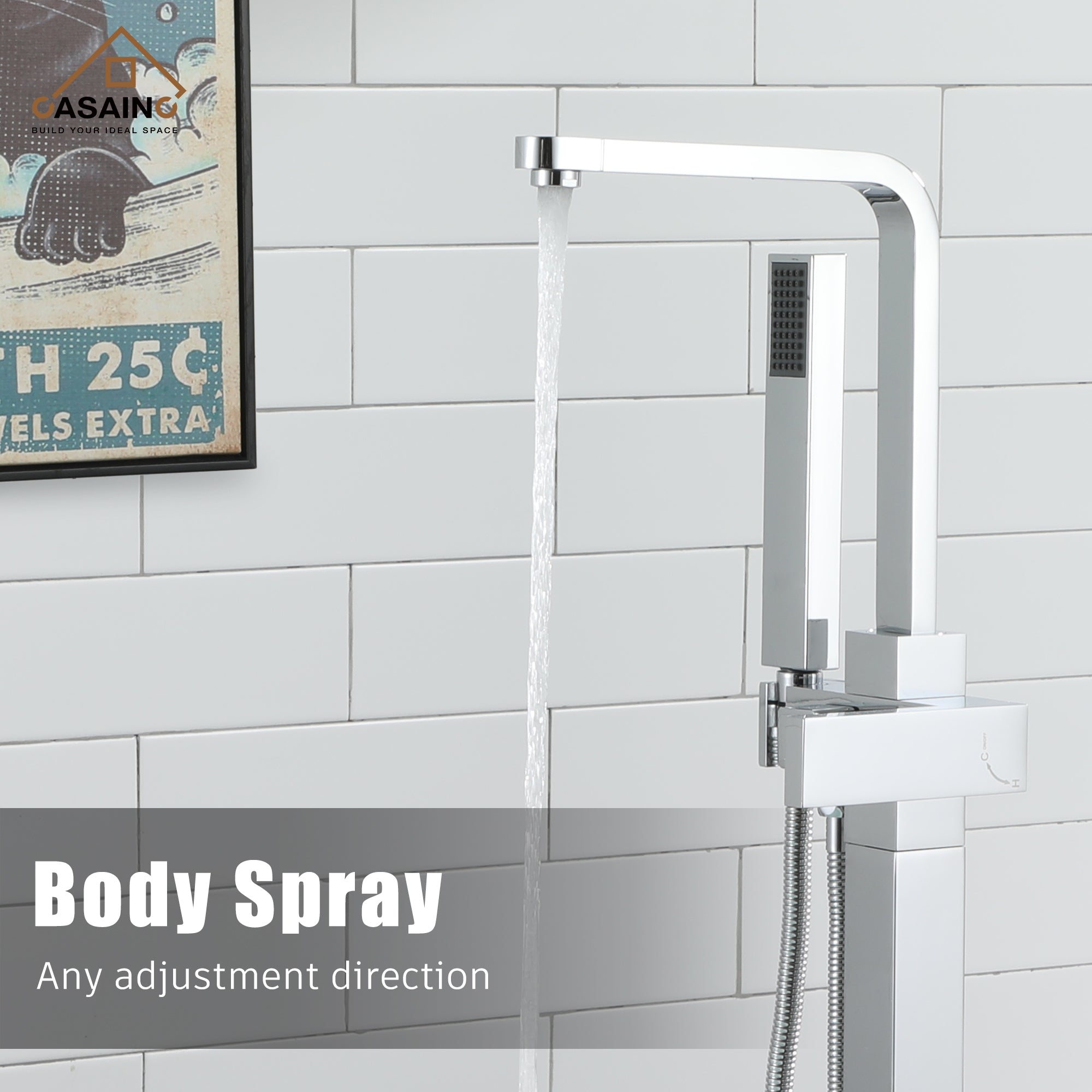 Free Standing Tub Filler  Bathtub Faucet with Hand Held Shower