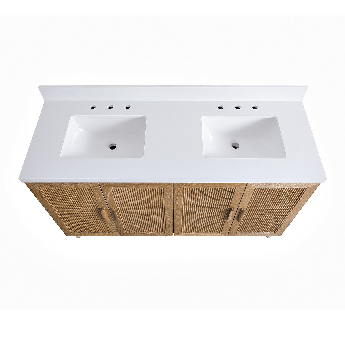 Fully Assembled 36''/48"/60"  Light Coffee Freestanding Single Sink Bathroom Vanity with Solid Wood Construction and Engineered White Top