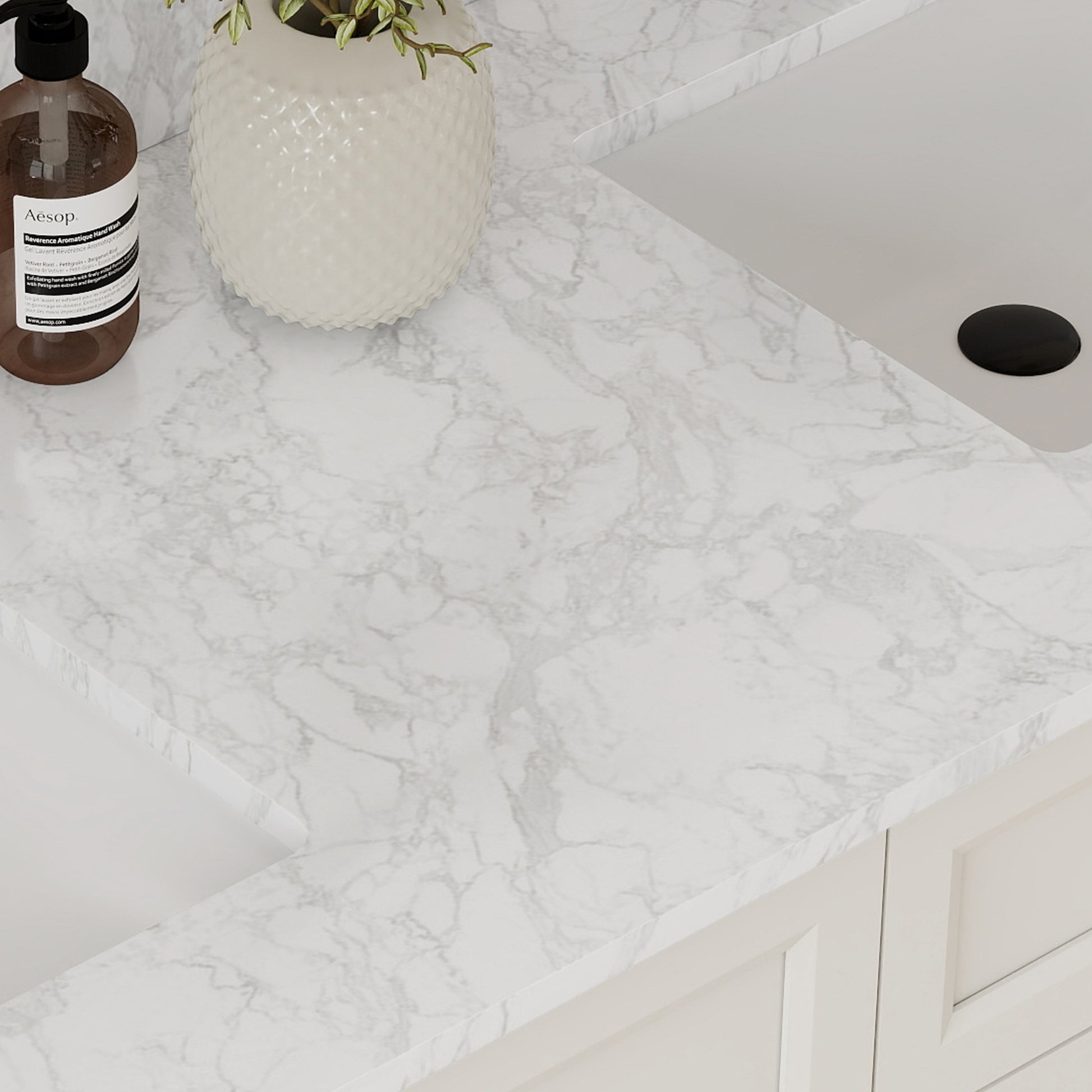 60" Bathroom Vanity Top with Double Sinks and Backsplash