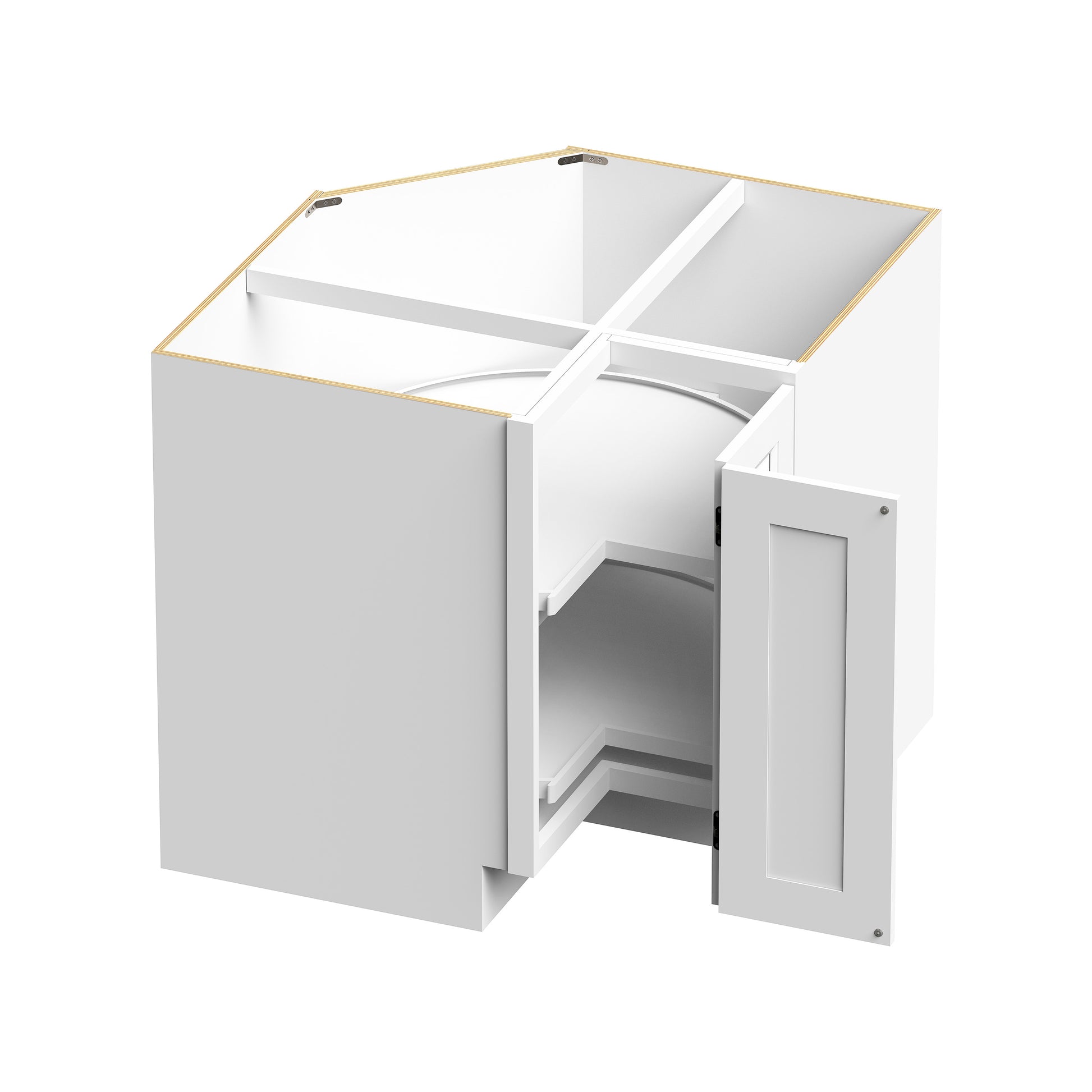 Glacier White RTA 36"W x 24"D x 34.5"H Lazy Susan Base With 1 Bi-fold & 2 Turntables