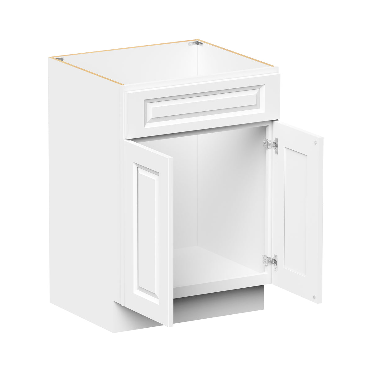Glacier White RTA 24"/30"W x 21"D x 34.5"H Vanity Base Cabinet with 2 Doors and 1 False Drawer