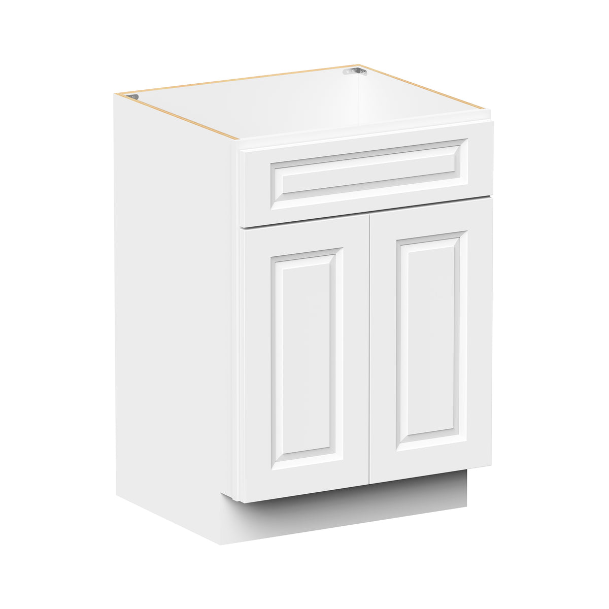 Glacier White RTA 24"/30"W x 21"D x 34.5"H Vanity Base Cabinet with 2 Doors and 1 False Drawer