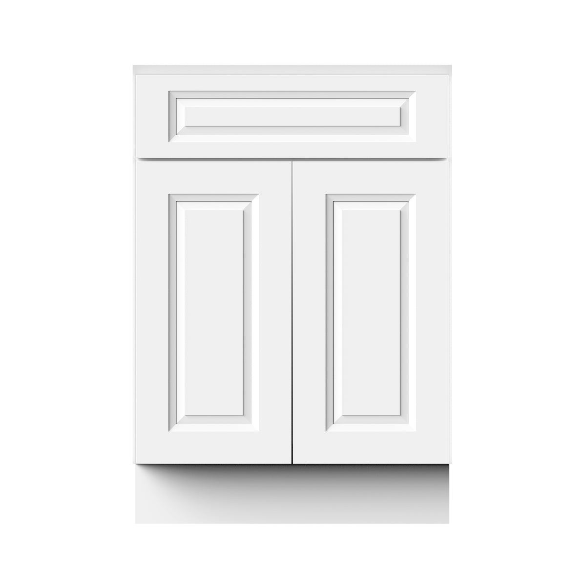 Glacier White RTA 24"/30"W x 21"D x 34.5"H Vanity Base Cabinet with 2 Doors and 1 False Drawer