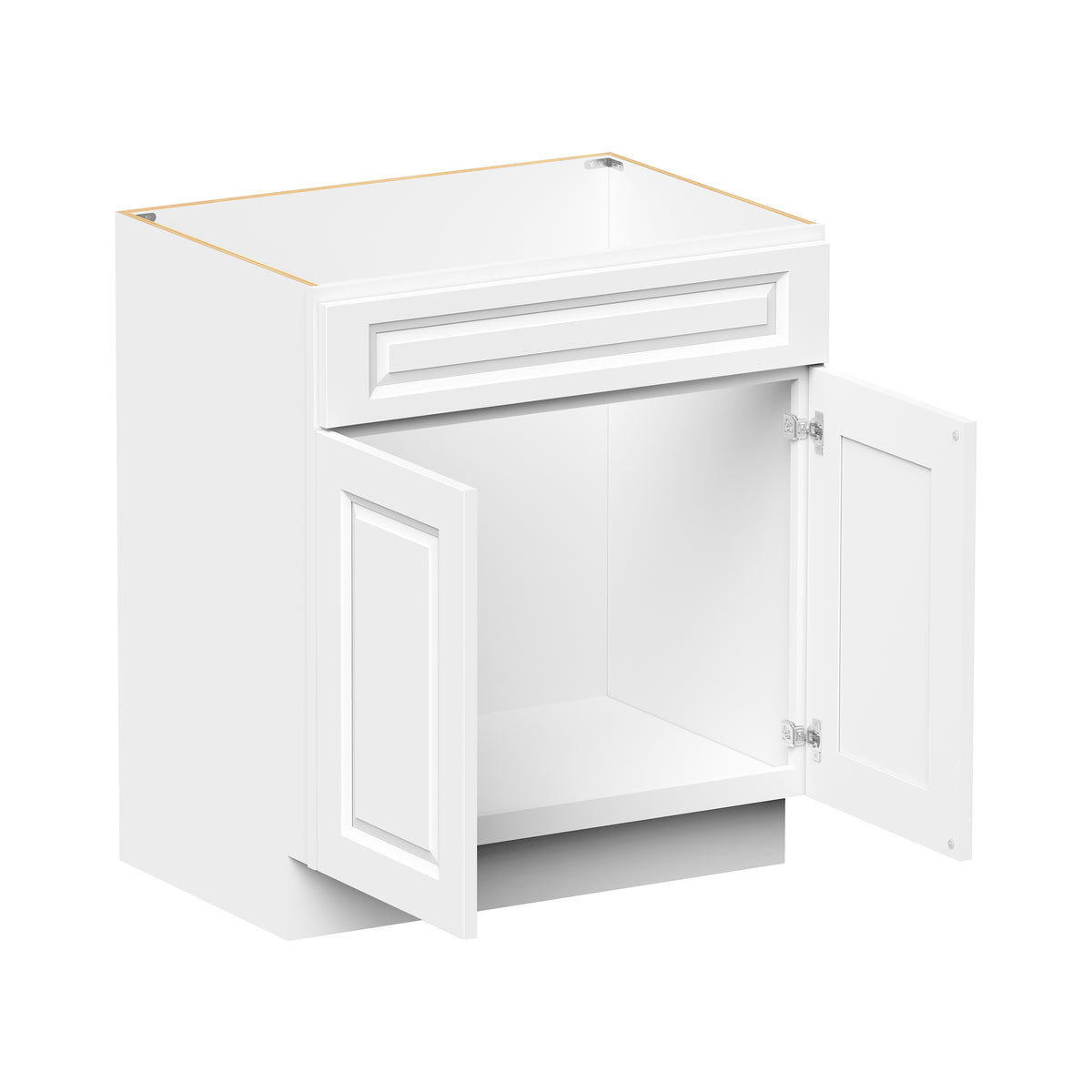 Glacier White RTA 24"/30"W x 21"D x 34.5"H Vanity Base Cabinet with 2 Doors and 1 False Drawer