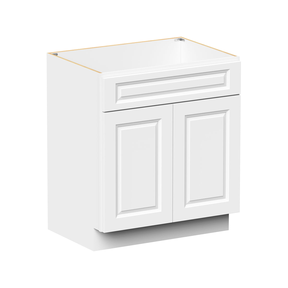 Glacier White RTA 24"/30"W x 21"D x 34.5"H Vanity Base Cabinet with 2 Doors and 1 False Drawer