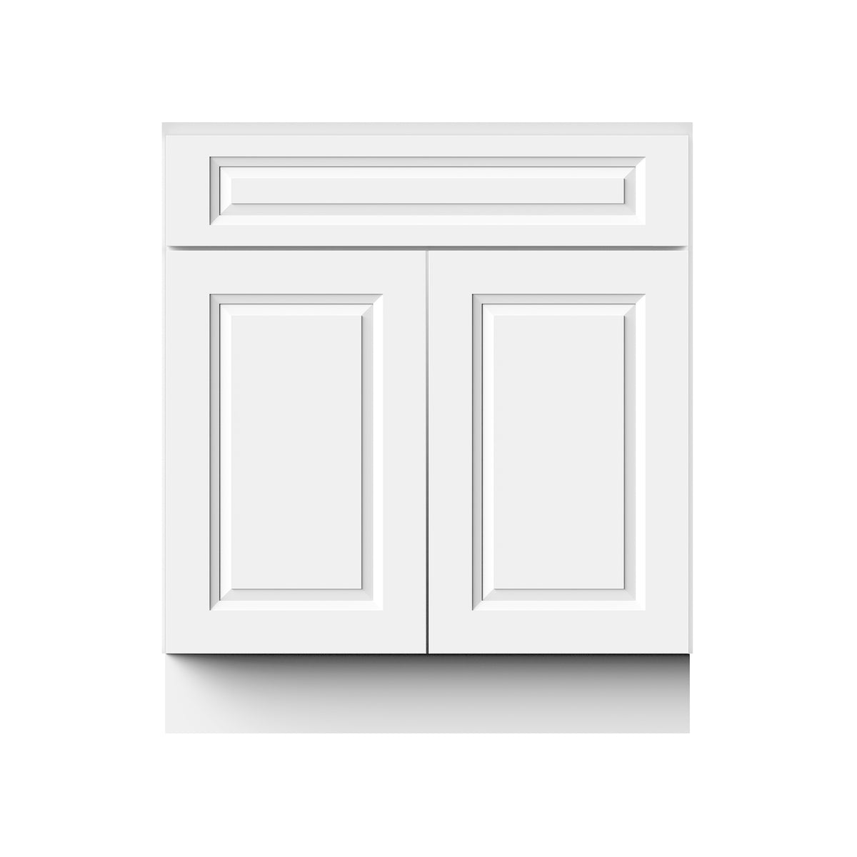 Glacier White RTA 24"/30"W x 21"D x 34.5"H Vanity Base Cabinet with 2 Doors and 1 False Drawer