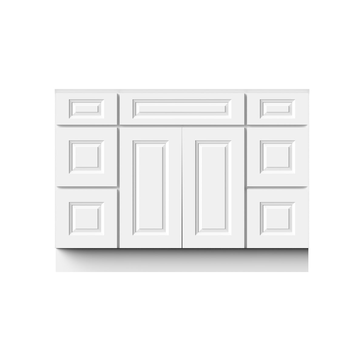 Glacier White RTA 48"W x 21"D x 34.5"H Vanity Base Cabinet with 2 Doors and 6 Drawers