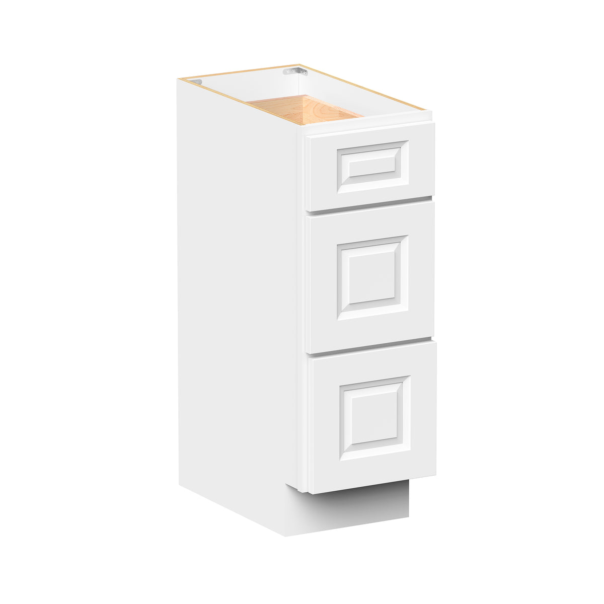 Glacier White RTA 12"-24"W x 21"D x 34.5"H Vanity Drawer Base Cabinet with 3 Drawers
