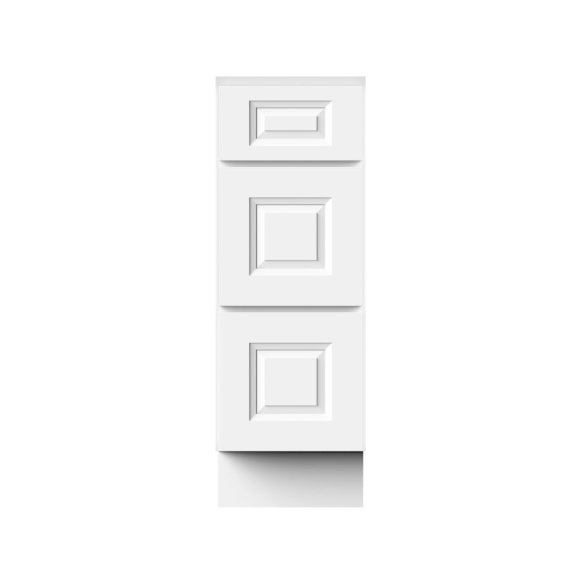 Glacier White RTA 12"-24"W x 21"D x 34.5"H Vanity Drawer Base Cabinet with 3 Drawers