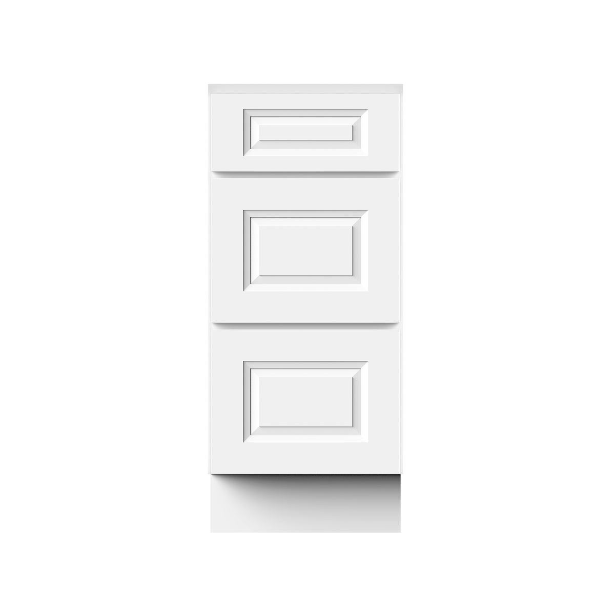 Glacier White RTA 12"-24"W x 21"D x 34.5"H Vanity Drawer Base Cabinet with 3 Drawers