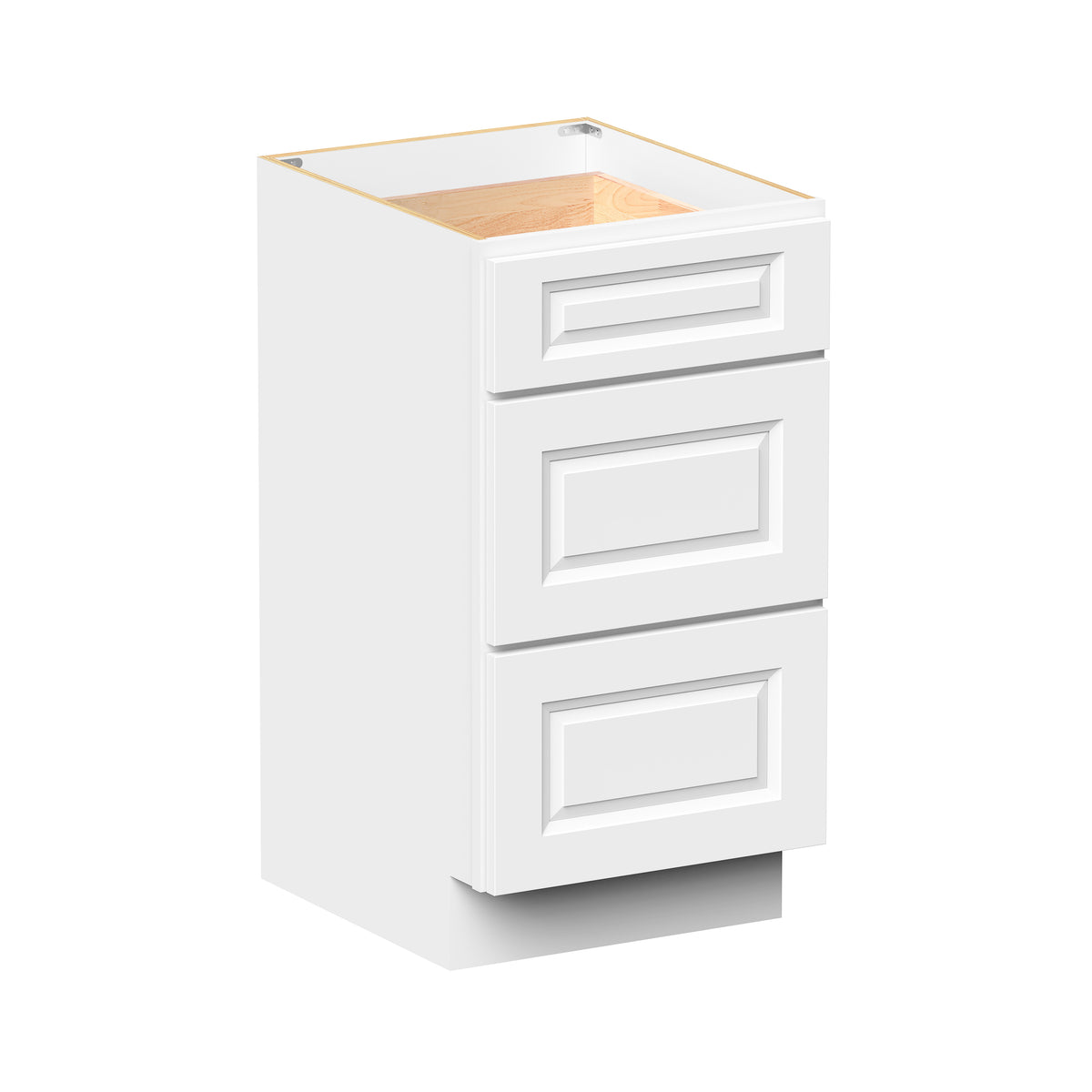 Glacier White RTA 12"-24"W x 21"D x 34.5"H Vanity Drawer Base Cabinet with 3 Drawers