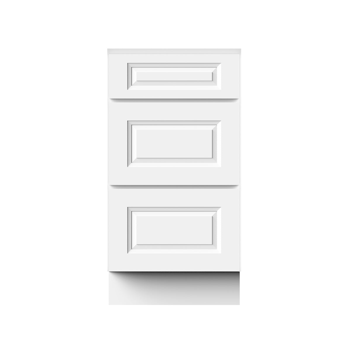 Glacier White RTA 12"-24"W x 21"D x 34.5"H Vanity Drawer Base Cabinet with 3 Drawers