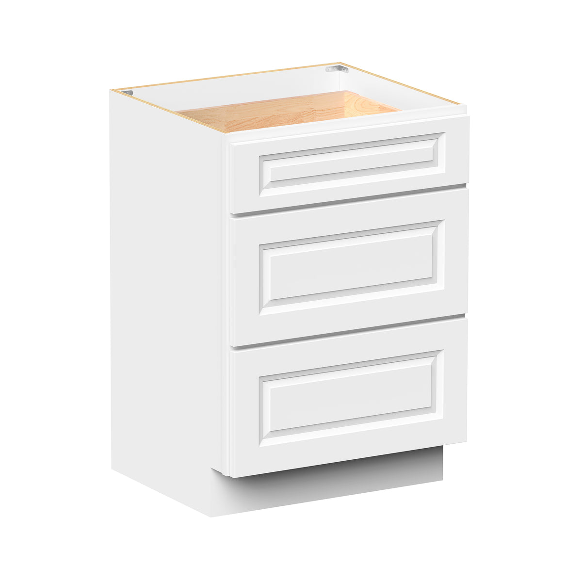 Glacier White RTA 12"-24"W x 21"D x 34.5"H Vanity Drawer Base Cabinet with 3 Drawers