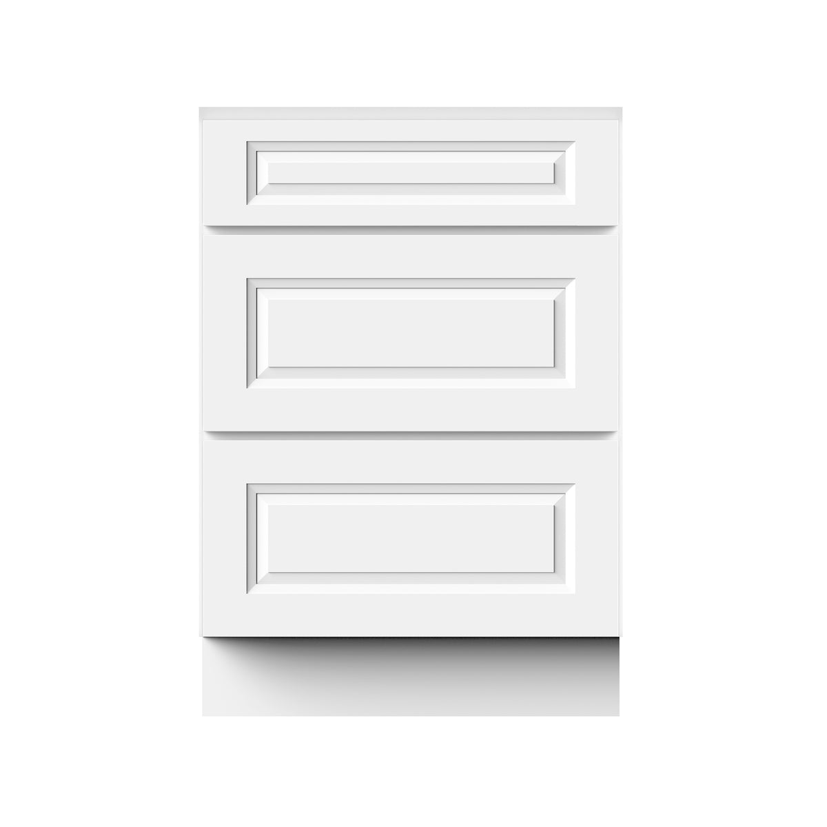 Glacier White RTA 12"-24"W x 21"D x 34.5"H Vanity Drawer Base Cabinet with 3 Drawers