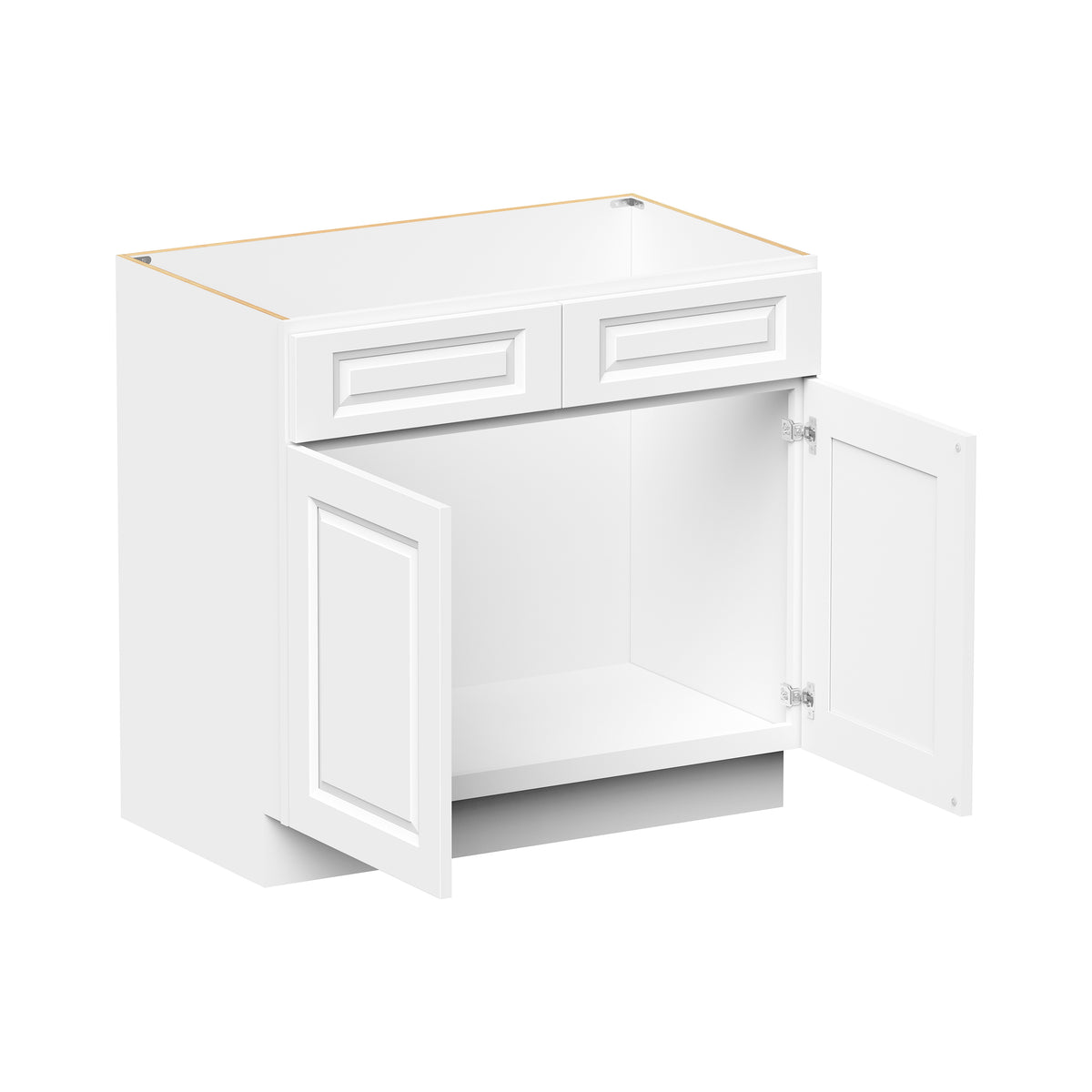 Glacier White RTA 36"W x 21"D x 34.5"H Vanity Base Cabinet with 2 Doors and 1 False Drawer