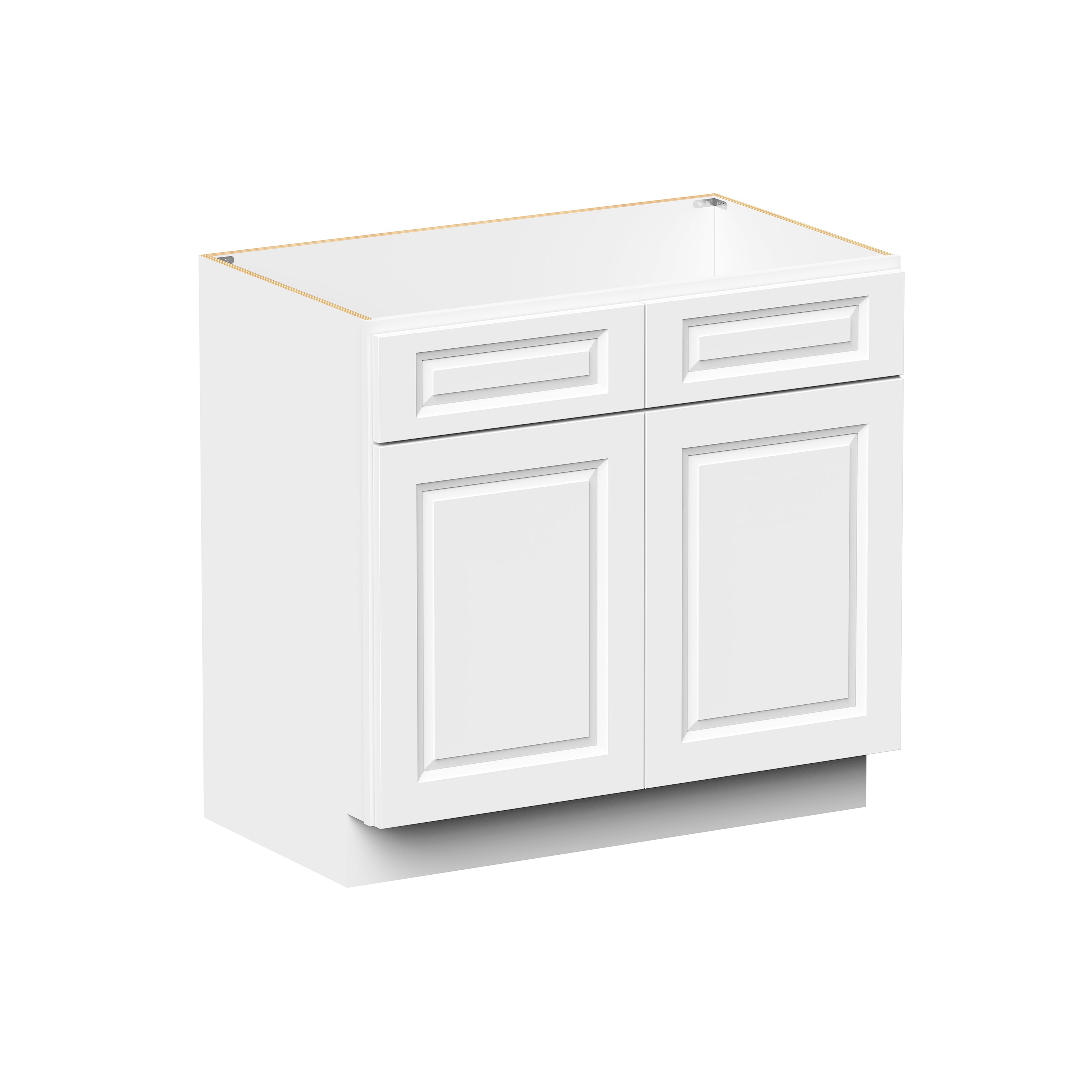 Glacier White RTA 36"W x 21"D x 34.5"H Vanity Base Cabinet with 2 Doors and 1 False Drawer