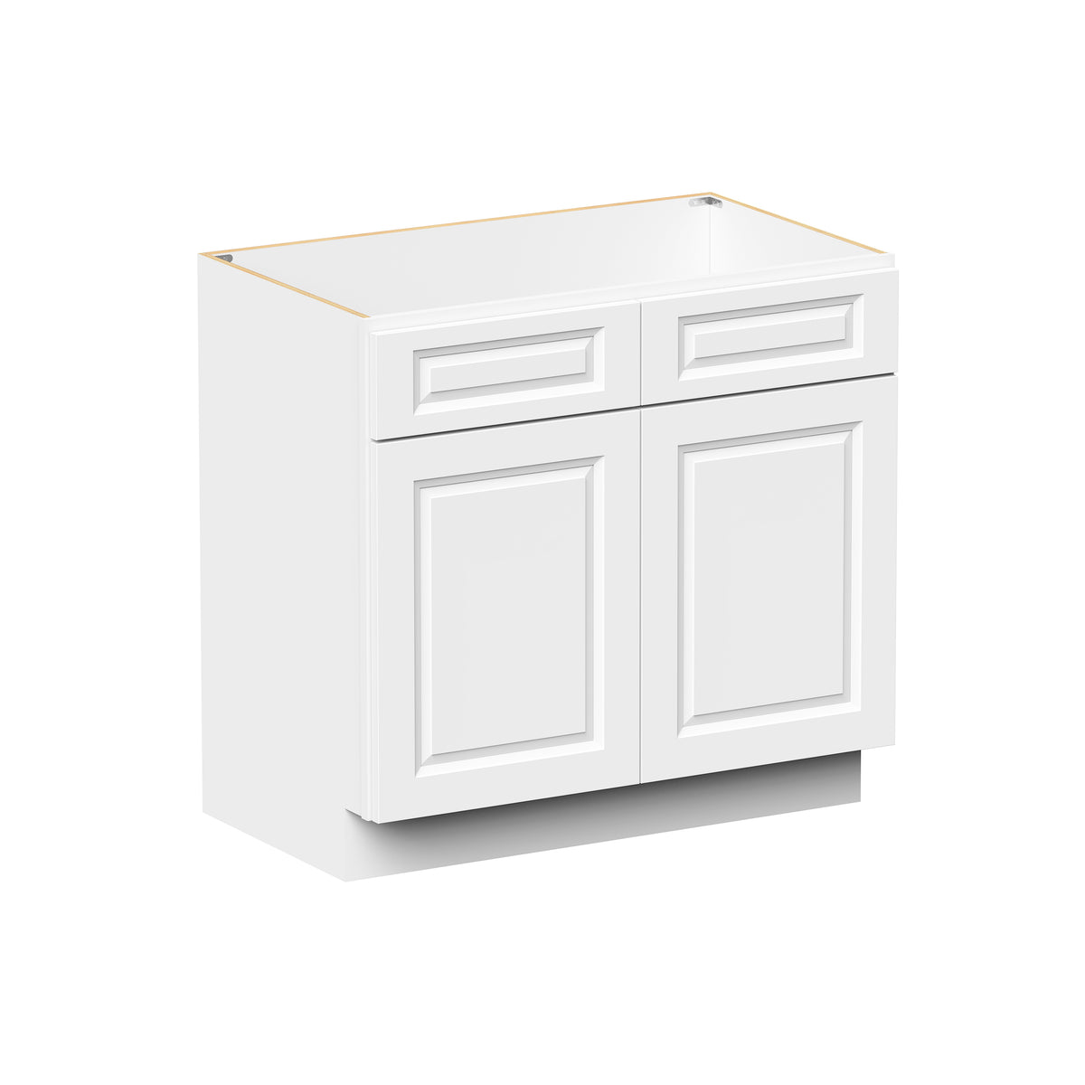 Glacier White RTA 36"W x 21"D x 34.5"H Vanity Base Cabinet with 2 Doors and 1 False Drawer