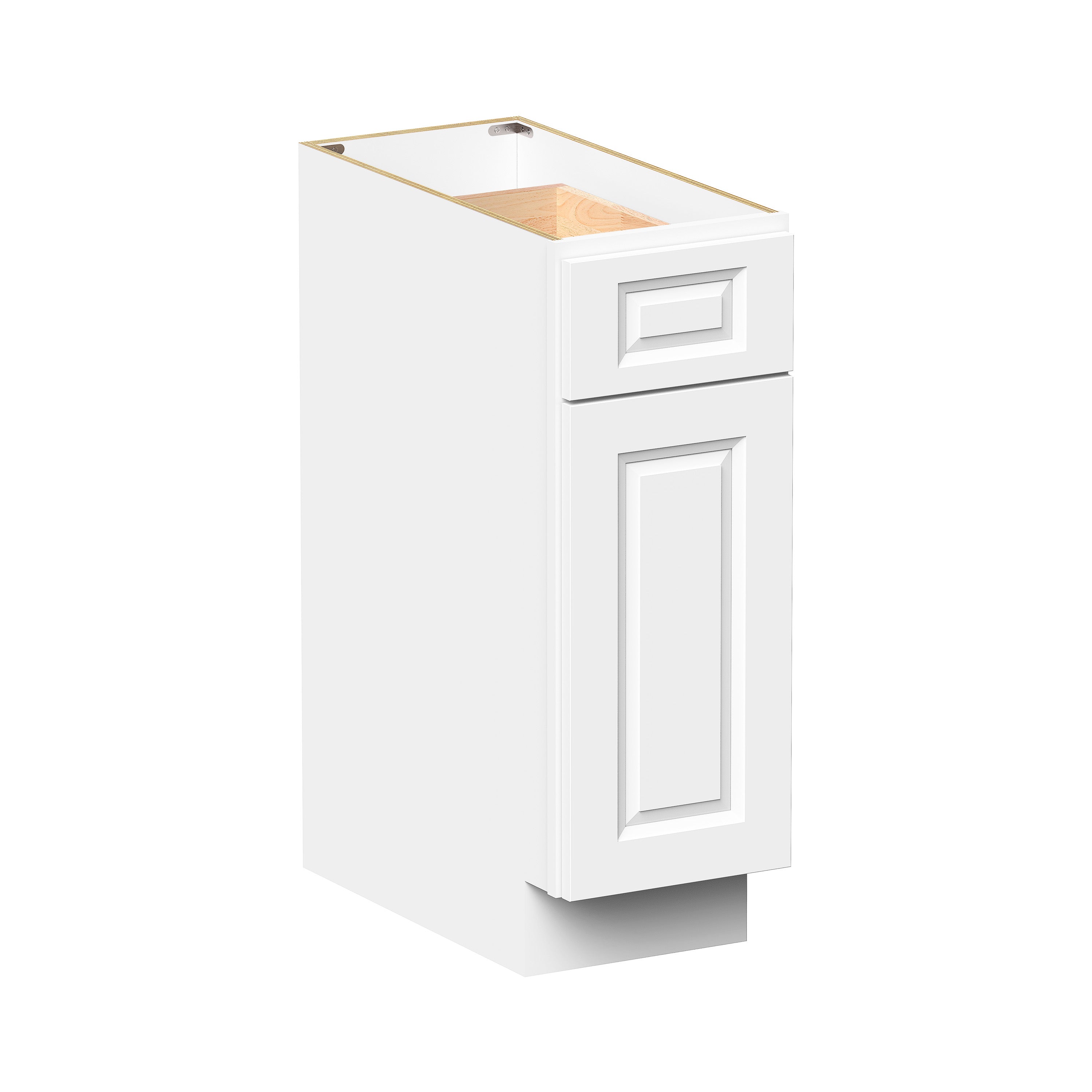 Glacier White RTA 12"-21"W x 24"D x 34.5"H Standard Base Cabinets With 1 Door, 1 Drawer & 1 Shelf