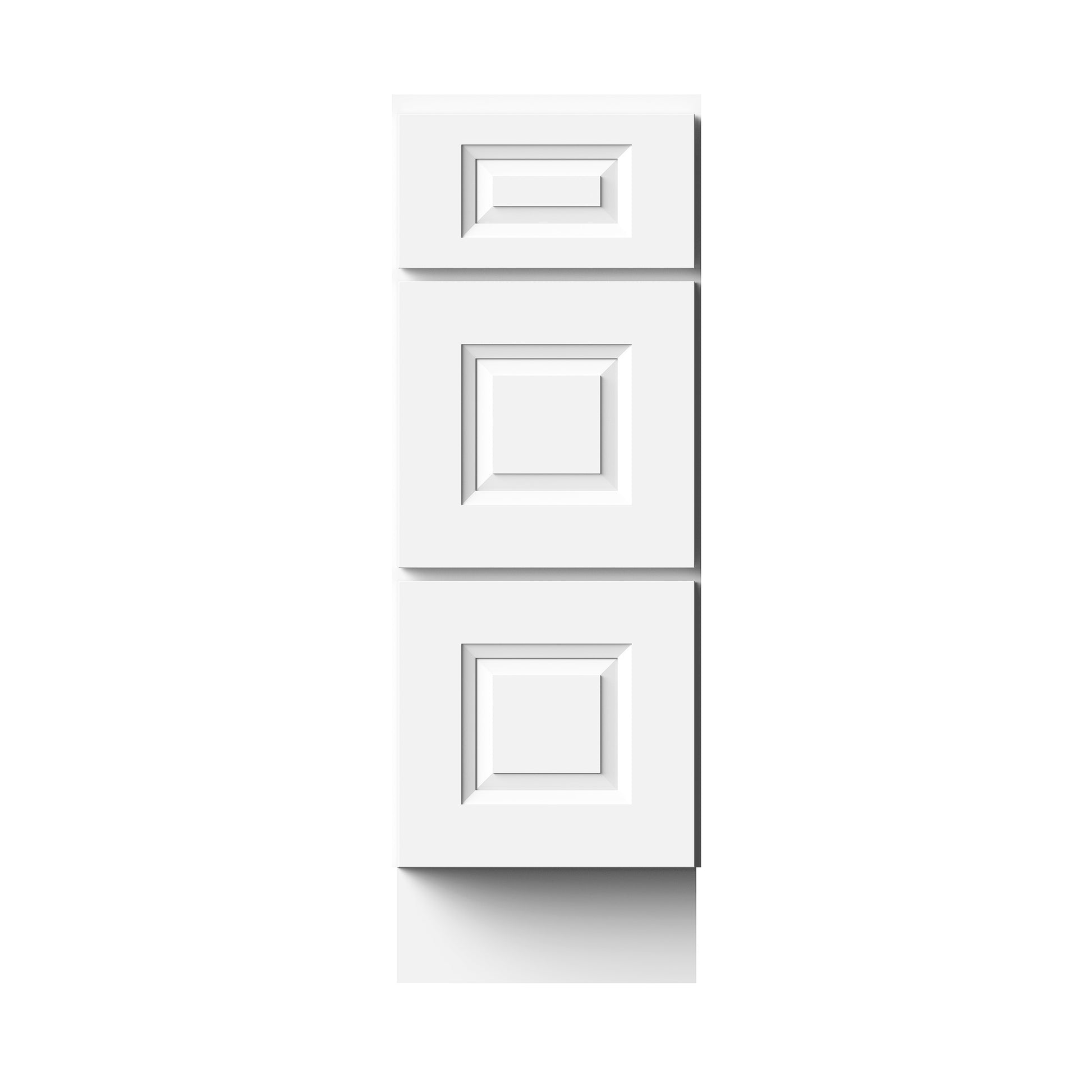 Glacier White RTA 12"-36"W x 24"D x 34.5"H Drawer Base Cabinets With 3 Drawers