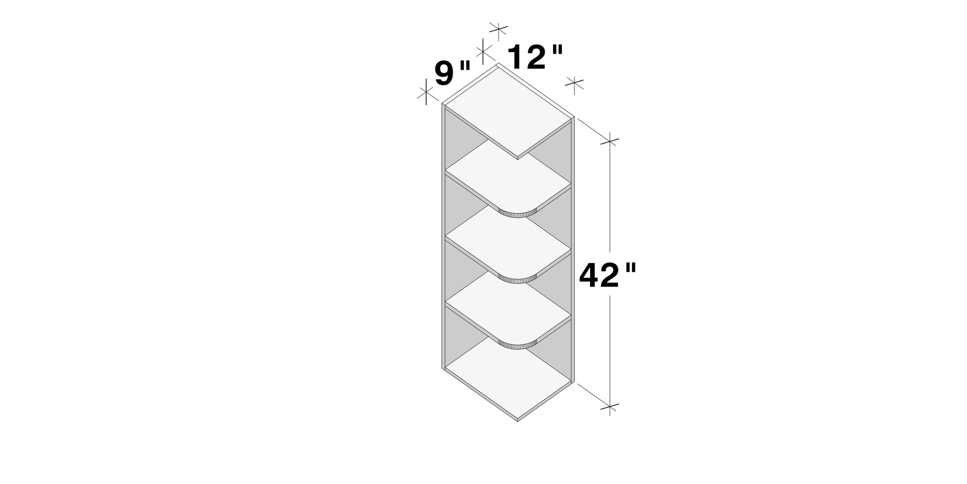 Glacier White RTA 12"W x 9"D x 42"H Open Wall Cabinets With 3 Shelves